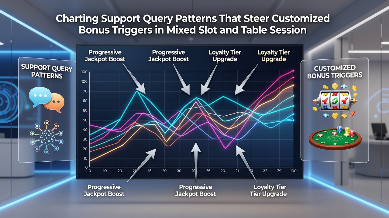 Data visualization dashboard displaying support query trends and bonus trigger activations in casino sessions