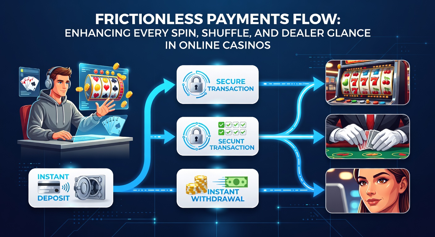Live dealer at a blackjack table interacting with players, overlaid with seamless payment icons and biometric verification graphics
