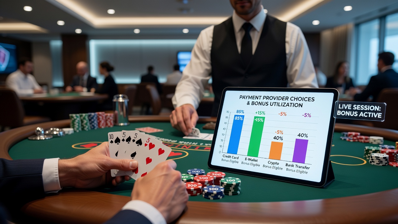 Live blackjack session with payment confirmation overlay illustrating bonus balance updates