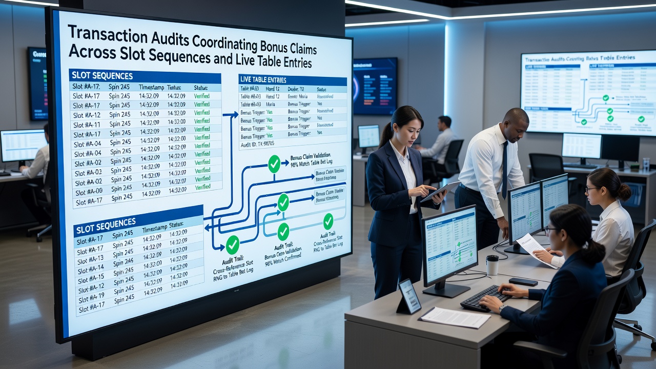 Live dealer table interface linked to audit logs for bonus coordination